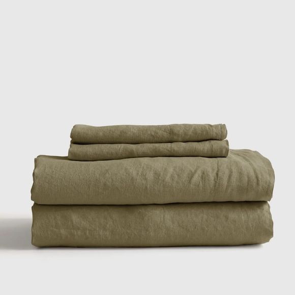 Quince Queen European Linen Sheet Set - Picture 2 of 6